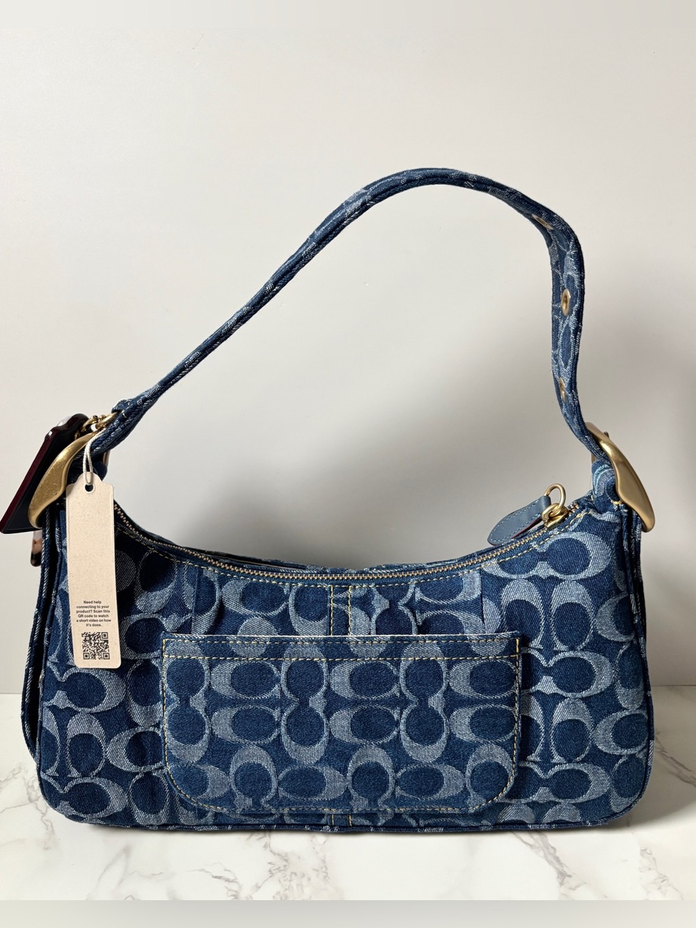 New LIMITED Coach Coachtopia Cargo Shoulder Bag in Signature Blue Denim - Picture 5 of 14
